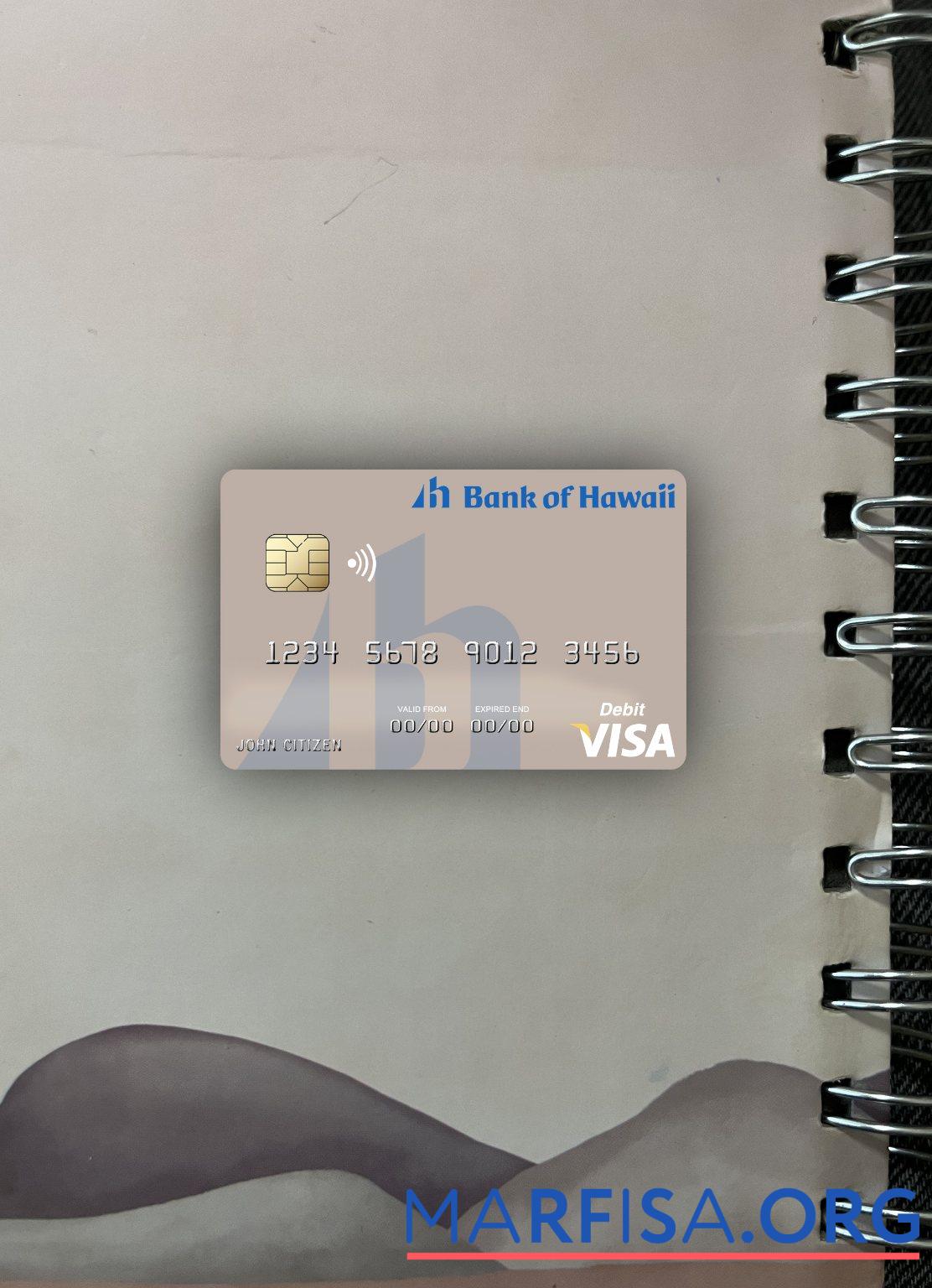 Realistic Samoa Bank of Hawaii visa debit card photolook front real example